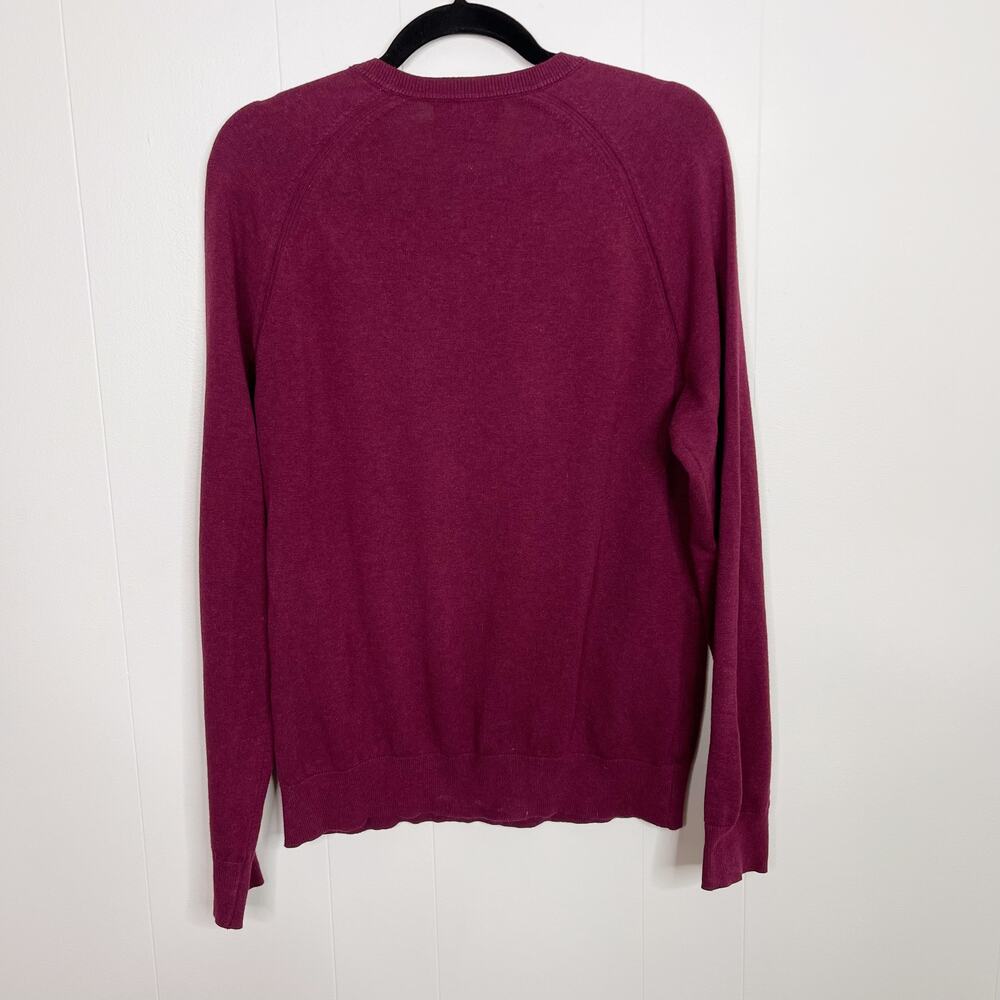 Banana Republic Cotton V Neck Lightweight Pullover Sweater Wine Red Medium Mens - Picture 2 of 7